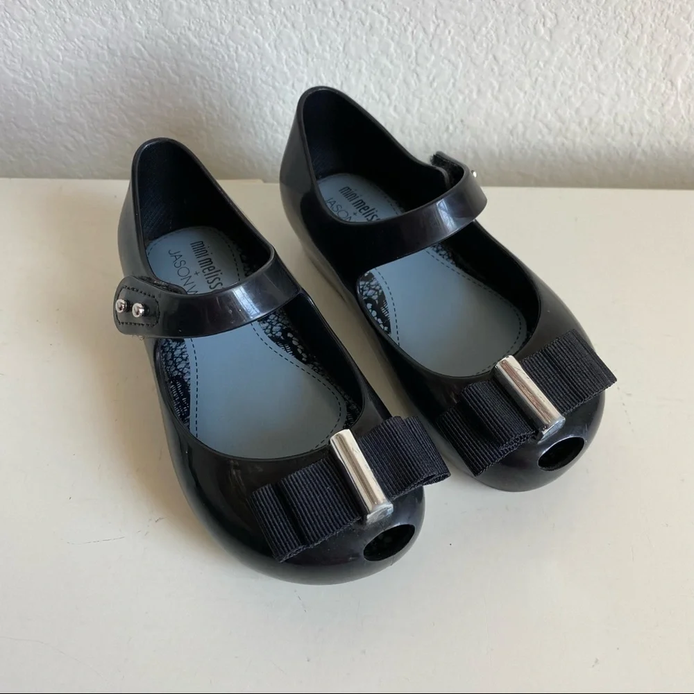 Mini Melissa + Jason Wu Mary Jane Ballet Flat with Grosgrain Ribbon Bow - Picture 3 of 13